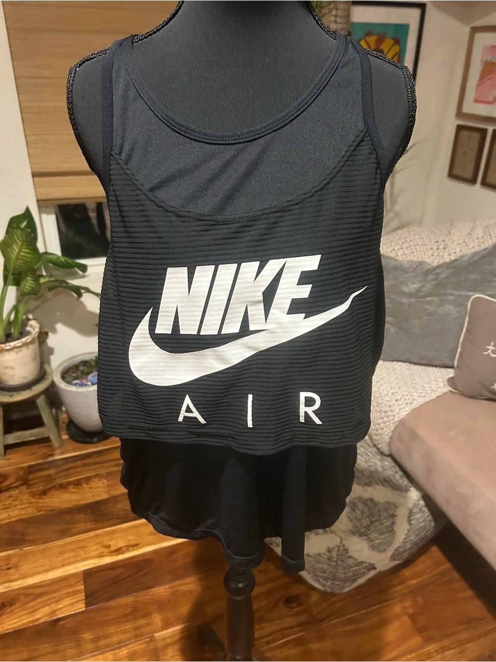 Nike Black Crop Tank with White NIKE Air Logo